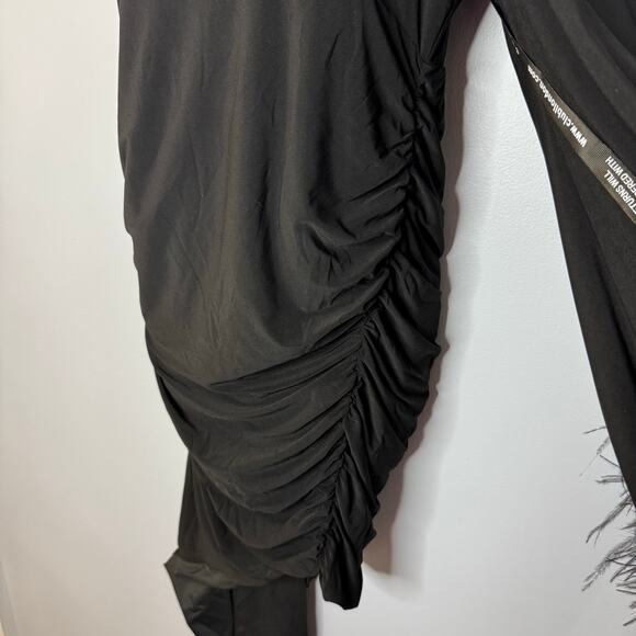 Club L London With A Flourish Black Asymmetric Sleeve Maternity Maxi Dress 12 - Picture 8 of 13
